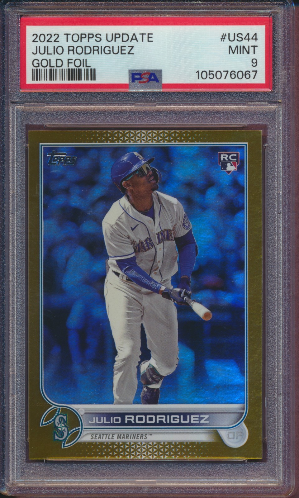 2022 TOPPS UPDATE GOLD FOIL #US44 JULIO RODRIGUEZ ROOKIE RC PSA 9