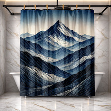 Mountain Scenery Landscape Shower Curtain 72x72 Polyester Nature Bath Decor