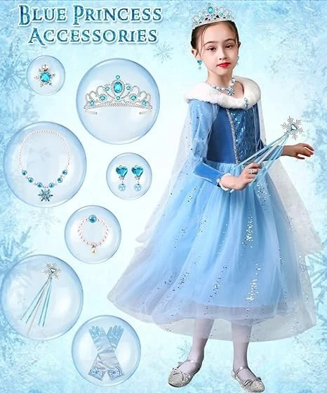 Costume da principessa del ghiaccio blu per donna