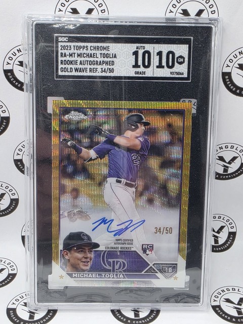 2023 Topps Chrome Michael Toglia /50 RC Auto Gold Wave PSA 10 GEM MINT Rockies