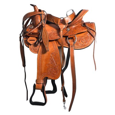 Comfytack Premium Western Leather Horse Saddle   Hand-Tooled Floral Design,