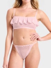 Wild Fable Heart Lace Bralette Cheeky Set 2 PC Light Pink large NEW W/ TAGS