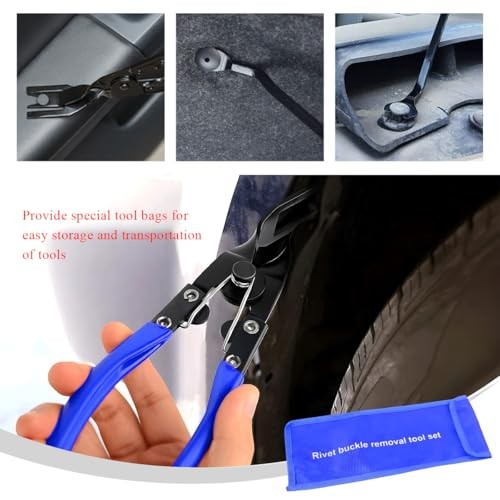 3 PCS Auto Clip Pliers Set and Fastener Remover, Car Trim Removal Tool Pry Blue