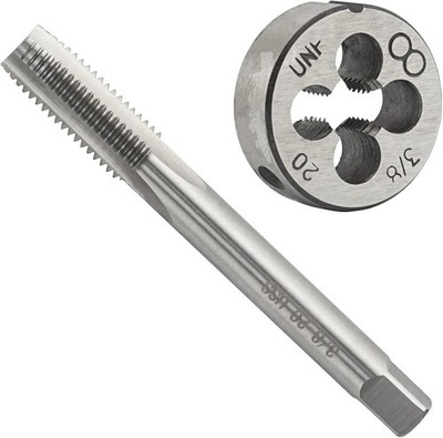 3/8''-20 UN HSS Tap and Die Set, 3/8 X 20 UN Machine Thread Tap and UN round Thre