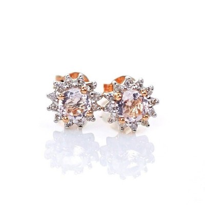Ohrstecker 9 kt Morganit Diamant Rotgold Rosa 0,46 kt Natur Geschenk