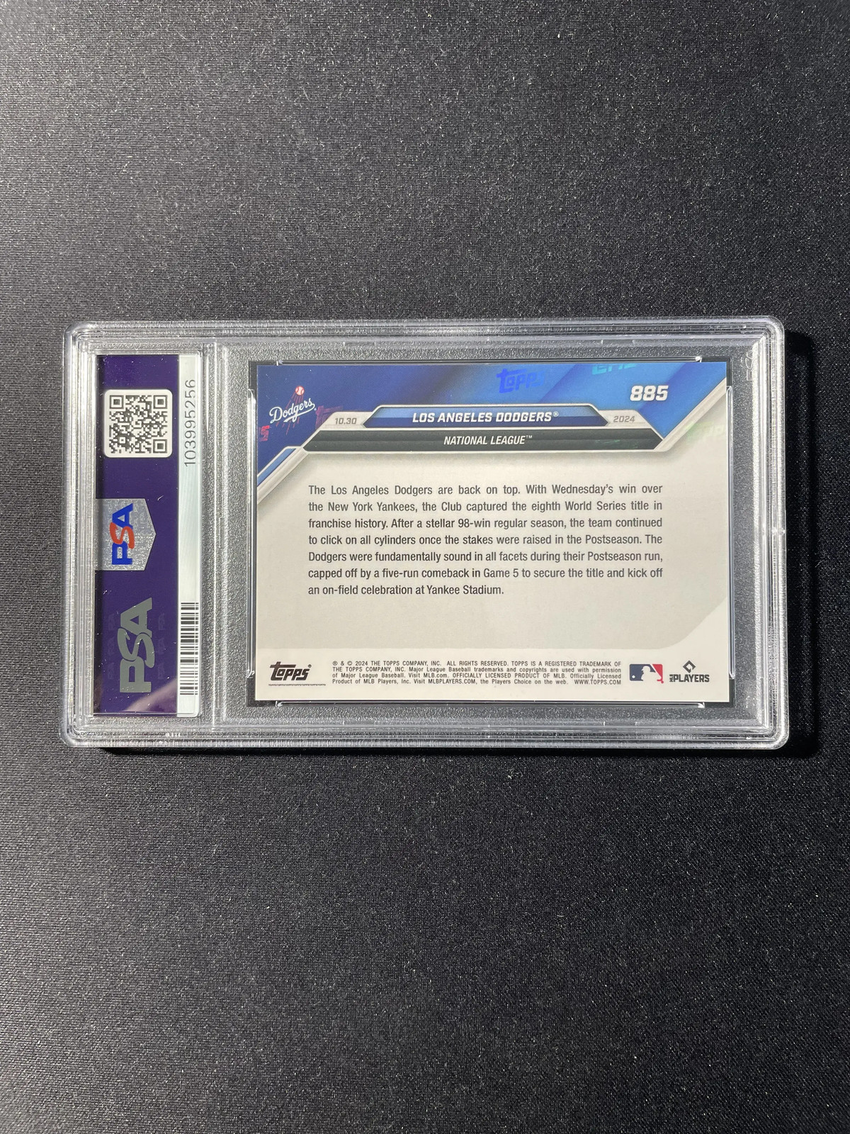 2024 Topps Now Historic Comeback Cements Wrodl Series Win #885 PSA 10 ...