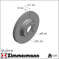 2X Zimmermann 100.3317.20 Bremsscheibe FüR Audi A6 C6 4F2 4F5
