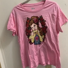 Disney’s Beauty And The Beast Tee Shirt Pink L(11-13) Pit To Pit 22” Length 28” 
