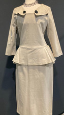 New Marycrafts Beige Peplum Vintage Style 1940s Dress Size 16