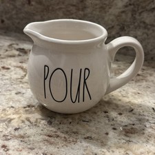 Small Rae Dunn POUR Pitcher Ceramic Creamer Gravy Syrup Farmhouse