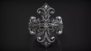 Anneaux de déclaration en argent 925 vintage royal motif héraldique herbe...