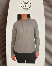 NWT SAGE Collective Women's Lightweight Long Sleeve Hoodie, Size: L, Gray