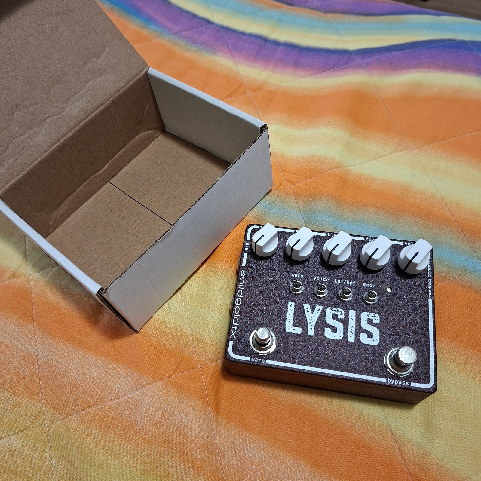 SolidGoldFX Lysis Octave Fuzz MK1 with modulation, boutique pedal made in USA