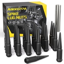 Spike Lug Nuts M14x1.5 24PCS Black Closed End Spiked Tire Socket F150 MIKKUPPA