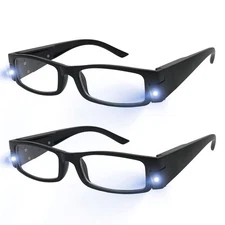 Yogo Vision Reading Glasses with Light Bright LED Lighted Magnifier Nightime