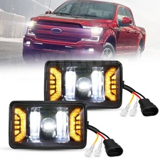 Pair LED Fog Lights Rectangular Fog Lamps with DRL For 2015-2020 Ford F150