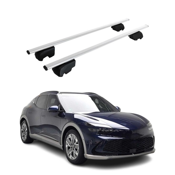 DachträGer GrundträGer FüR Genesis GV60 2022-2026 75Kg Stahl Silber 2Tlg-image