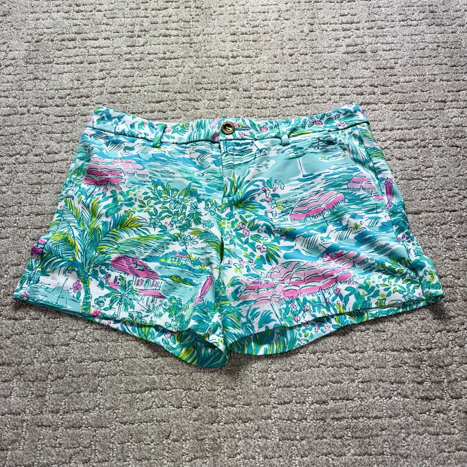 Lilly Pulitzer Callahan Knit Shorts Gustavia Green Sunshine City Women Size 6