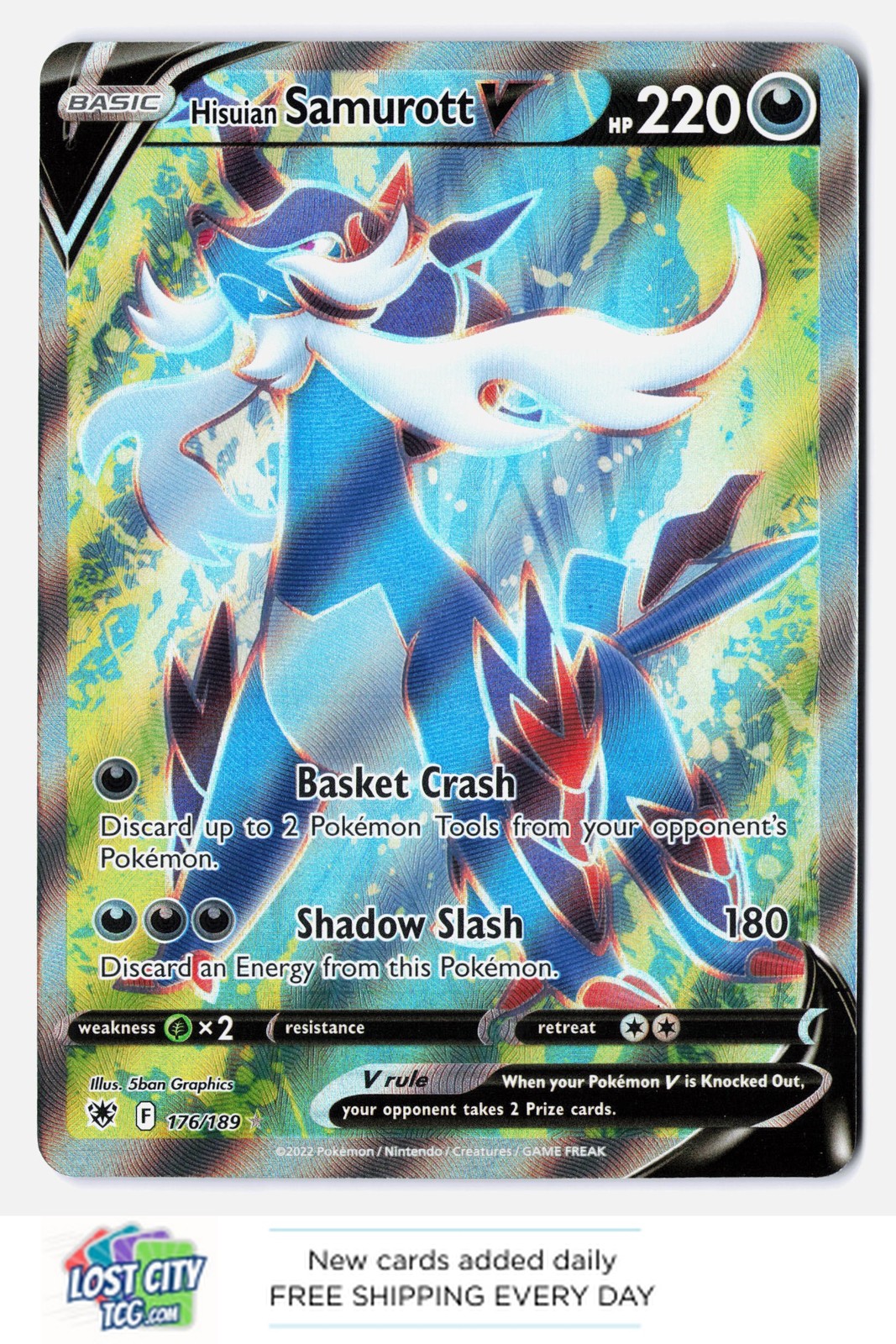 Hisuian Samurott V (Full Art) 176/189 - Astral Radiance Ultra Rare Holo NM