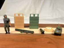 Vintage 1960s Army Men Playset Lot Marx MPC APC Soldier Rocket Walls Bomb