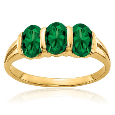 14K Solid Yellow Gold 1.50 ct Green Mount St. Helens Helenite Three Stone