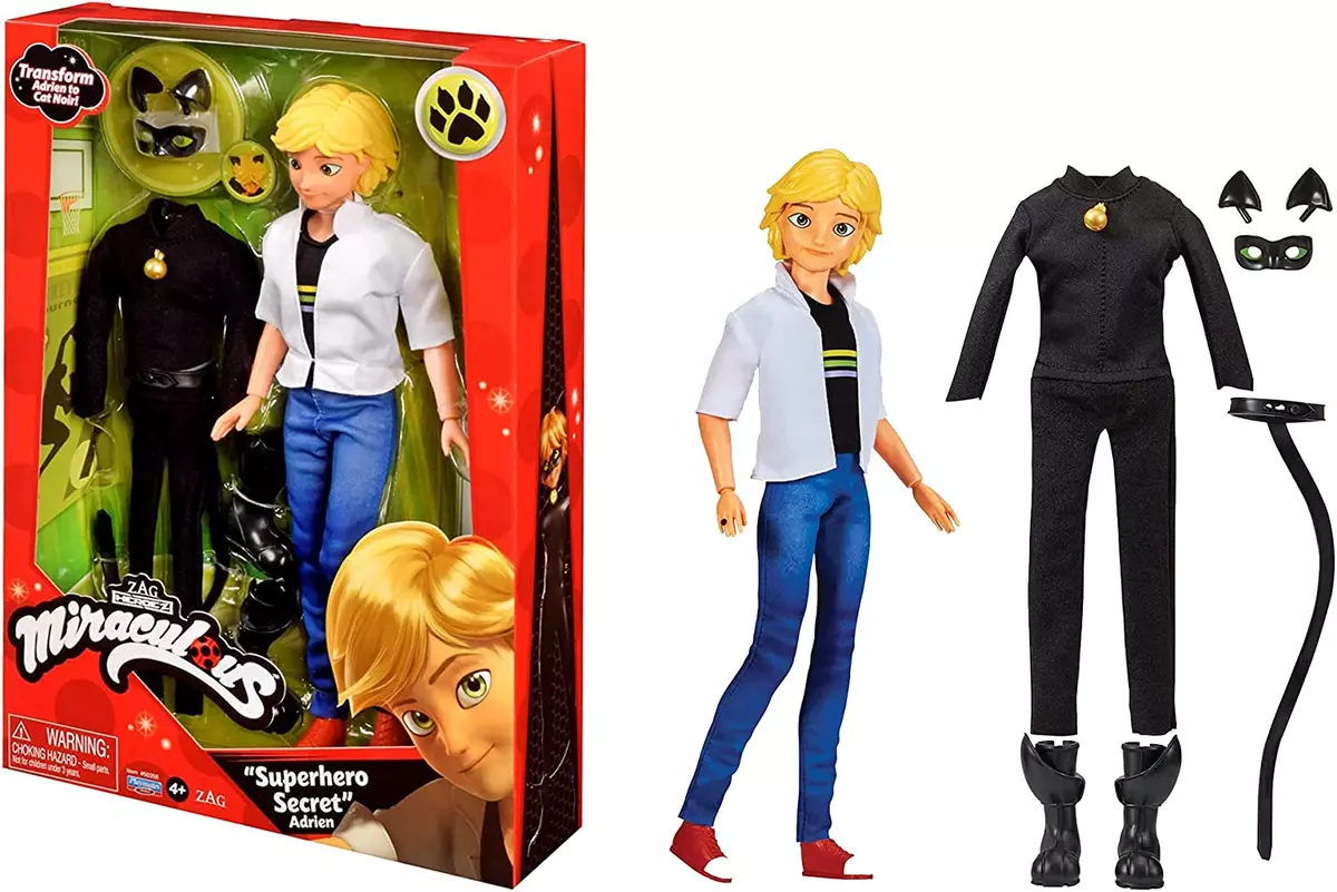 Miraculous Ladybug Superhero Secret Adrien w/t Cat Noir Outfit by Playmates  Toys 696601317397