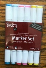Studio 71 Dual Tipped Alcohol Set of 6 Markers Bright Primaries