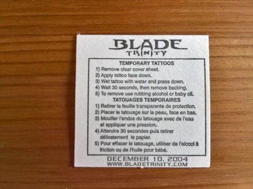 Promotional temporary tattoo for Blade Trinity film movie - Picture 2 of 2