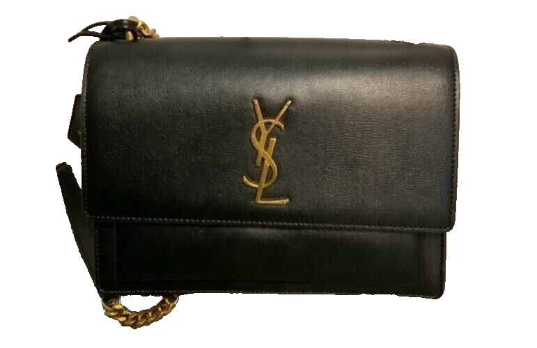 ?Borsa SAINT LAURENT media tramonto in pelle liscia nera YSL ?