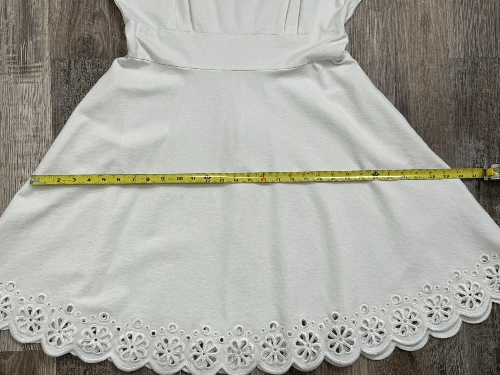 Abito Kate Spade Bianco Ponte Fiorella Occhiello Orlo X large Collo Barca