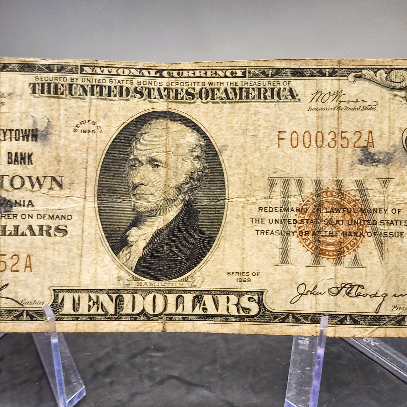 10 1929 McVeytown Pennsylvania PA National Currency Bank Note Bill