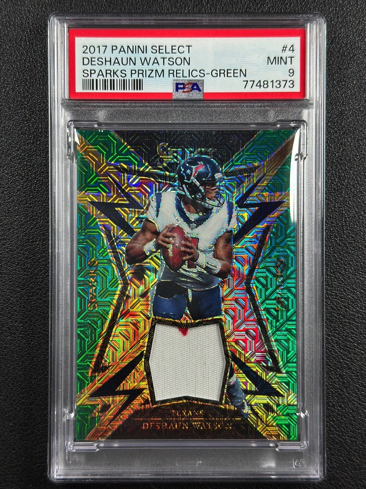 Deshaun Watson Panini Select Sparks Prizm Relics #4 Green