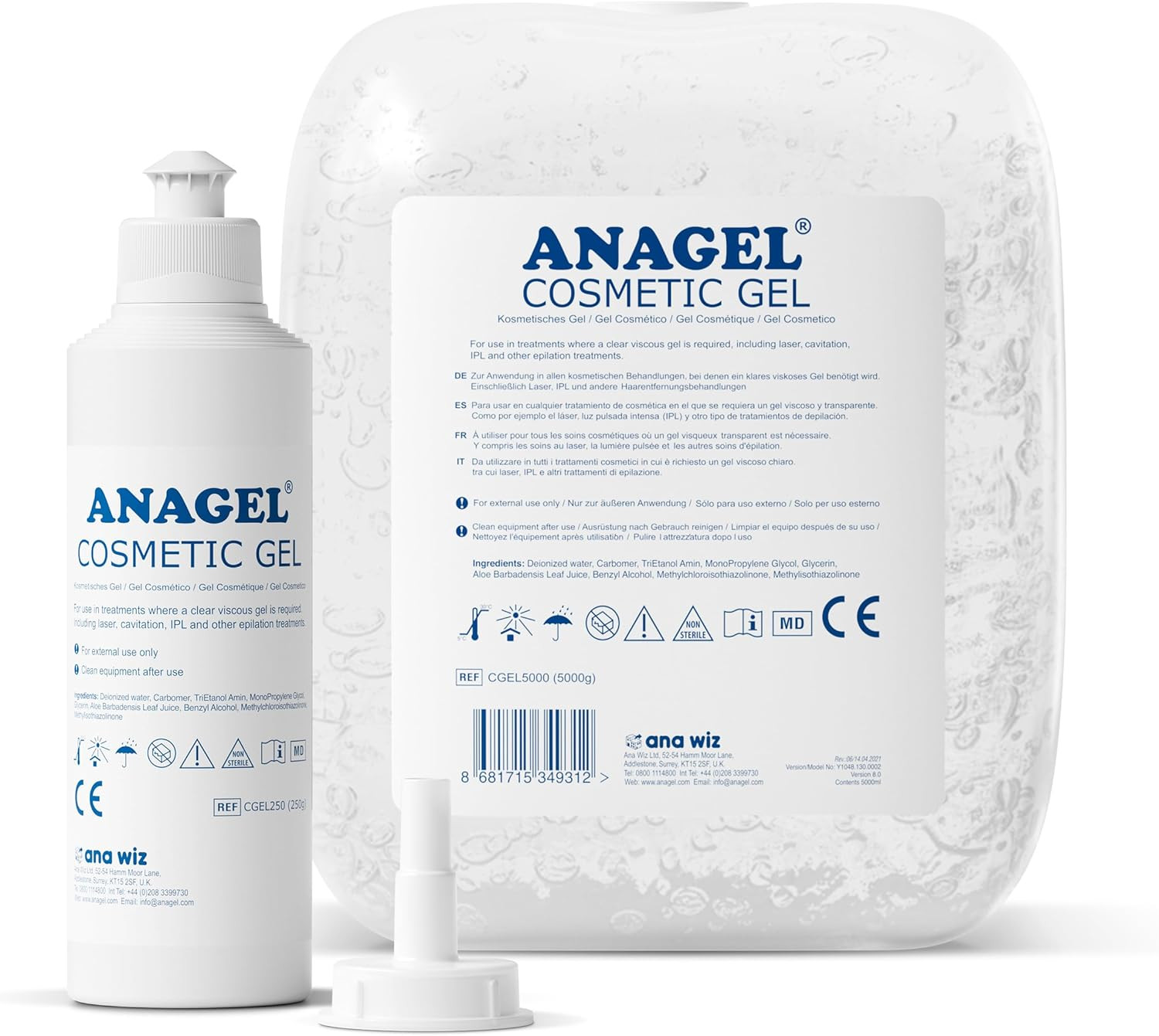 Anagel Cosmetic Ipl/Laser Gel 5000Ml + 250Ml Dispensing Bottle