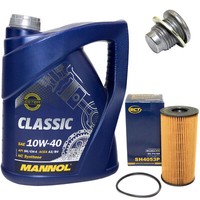 MotoröL Set 10W-40 5 Liter + ÖLfilter SH 4053 P + Schraube FüR Opel Movano 2.5