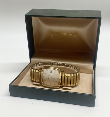 Vintage HAMILTON Masterpiece Quartz Mens Wrist Watch Gold Filled w/Box EXC RUNS