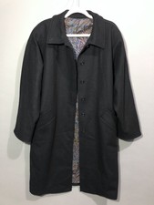 Marella Max Mara Long Relaxed Wool Coat 8 Navy Black Button Front Pockets Italy