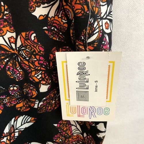 Nuevo con etiquetas Lularoe Irma Talla S NEGRO Hermosas Flores Floral IMPRESIONANTE ROSA Naranja Blanco - Imagen 4 de 5