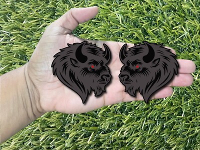 Bison Buffalo Emblem Badges Red Eye Matte/Black Racing Performance Aggressive