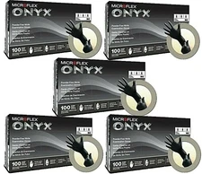 500 Microflex Onyx Black Nitrile Gloves 5 Boxes of 100 Latex Free N644- XL