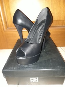 Decollete Prima Donna Nero Opentoe Pelle Tacco Alto Platteaux