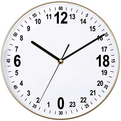 24 Hour Wall Clock 12 Inch Round Wall Clock Easy to Read White Dial ...