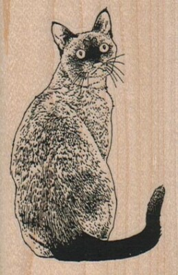 Cat Looking Back 2 x 3'' Rubber Stamp, Animal Stamp, Cat Stamp