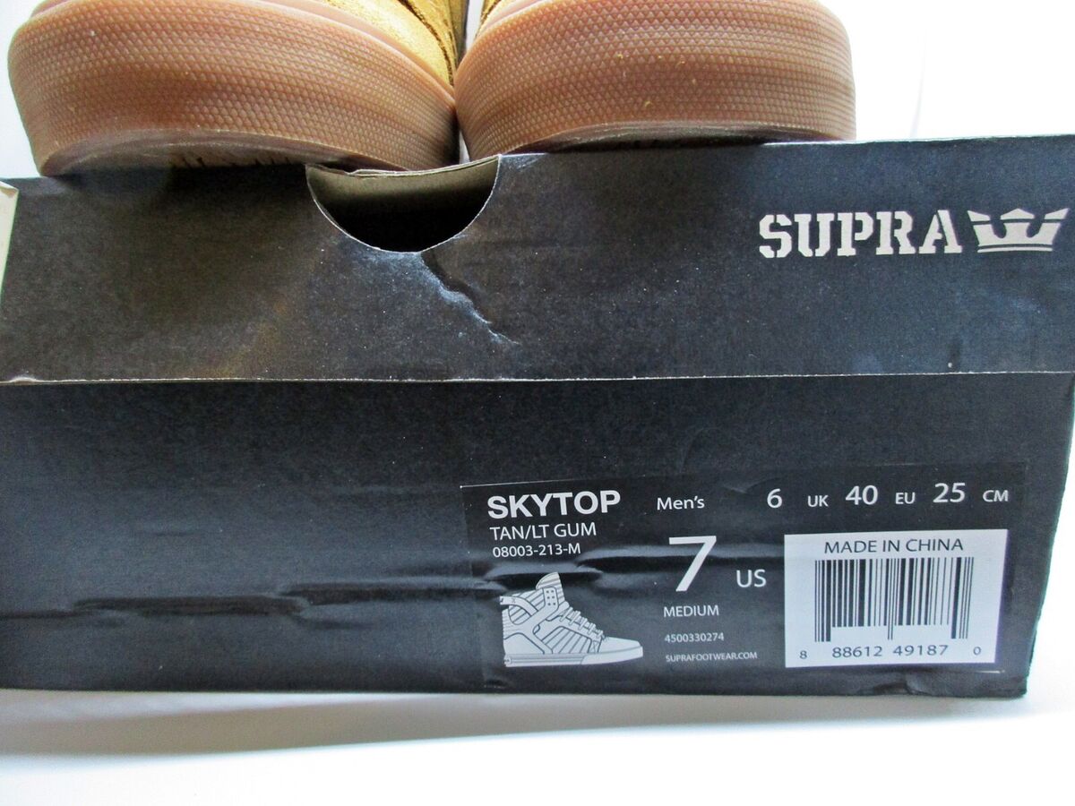 Supra Skytop Tan/Lt Gum 08003-213-M UK Size 6 BNIB Muska 001 Supra Skytop Tan/Lt Gum 08003-213-M UK Size 6 BNIB Muska 001