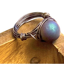 Wire Wrapped Druzy Quartz Gemstone Handmade Jewelry Wrapped Ring US Size-8