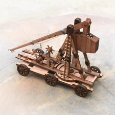 3D Wooden Puzzles for Adults Trebuchet Building Kit Model Four wheels
