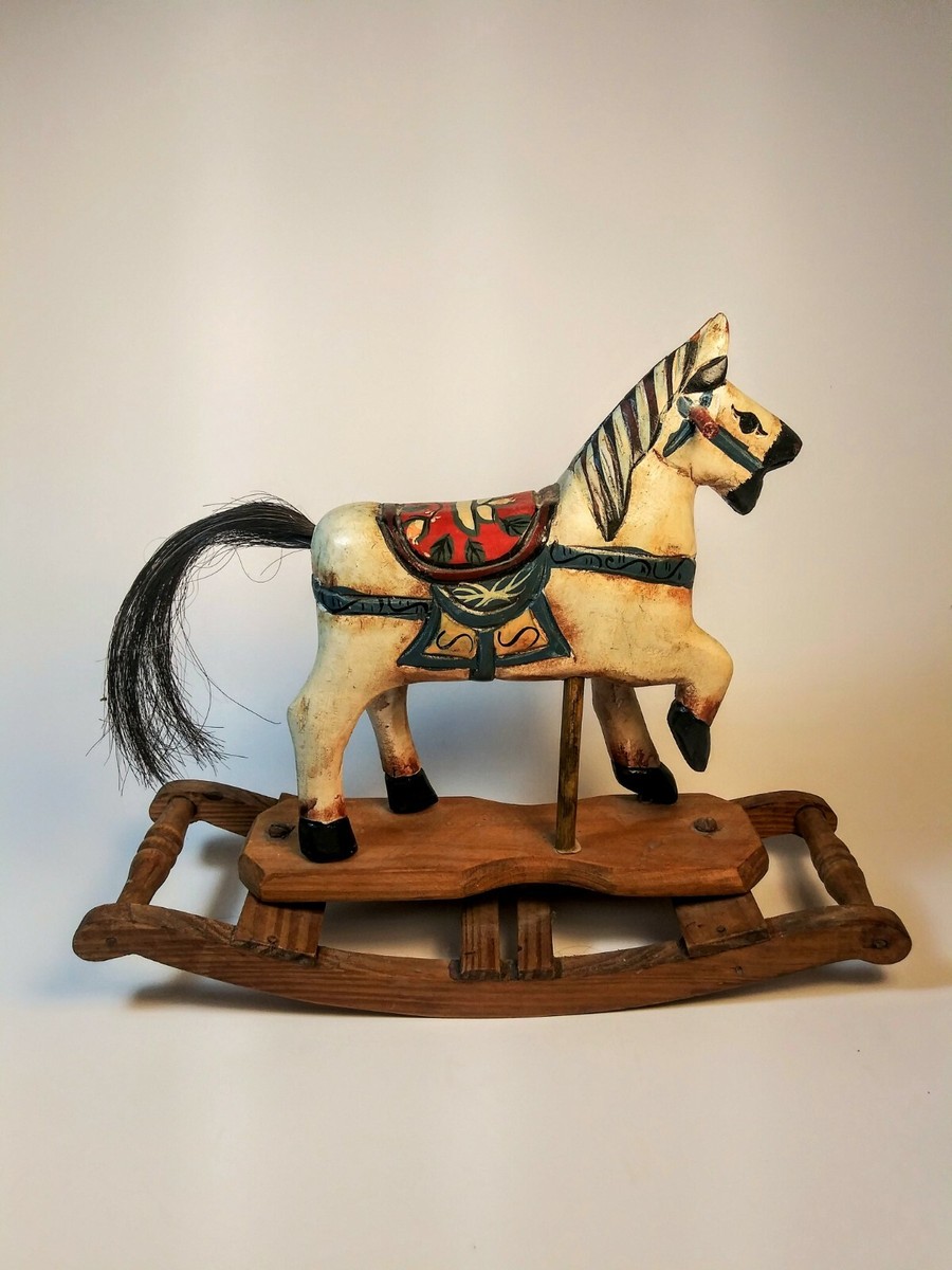 Hand Carved, Hand Painted Wooden Toy, Rocking Horse Tall