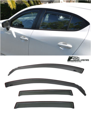 JDM In-Channel SMOKE TINTED Side Vents Sun Shade Rain Guards For 14-Up Mazda 3