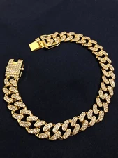 Pet Dog Cat Metal Gold Chain Diamond Cuban Collar Link Luxury Necklace Bling