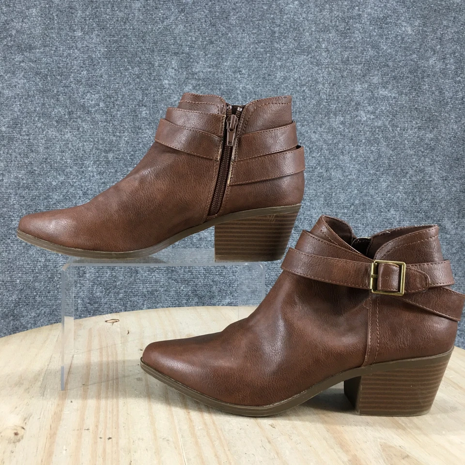 Charlotte Russe ботинки женщин 9 стороны молнии лодыжки ботинок коричневый искусственной кожи каблуки - Изображение 2 из 4