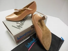  Ballroom shoes closed toe Satin SUPERSTAR IntDanceShoes Flesh 2 inch heel